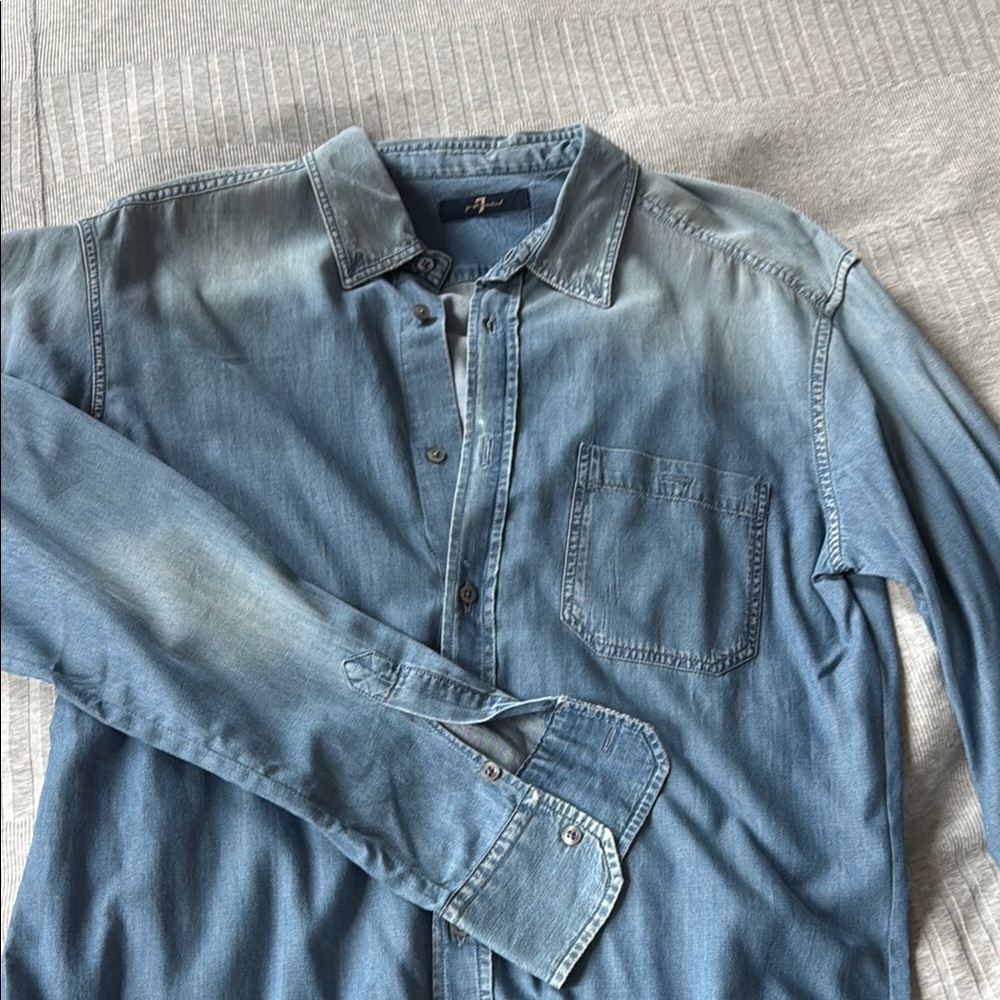 7 For All Mankind Light Blue Denim Shirt Men’s